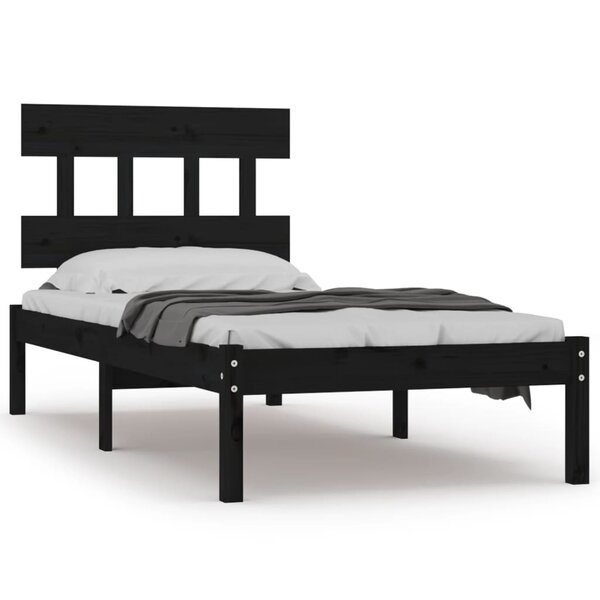 vidaXL Cadre de lit sans matelas noir 100x200 cm bois massif