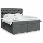 vidaXL Sommier à lattes de lit avec matelas Gris foncé 200x200cm Tissu