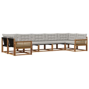 vidaXL Ensemble de canapés d'extérieur 7 pc Naturel et gris clair