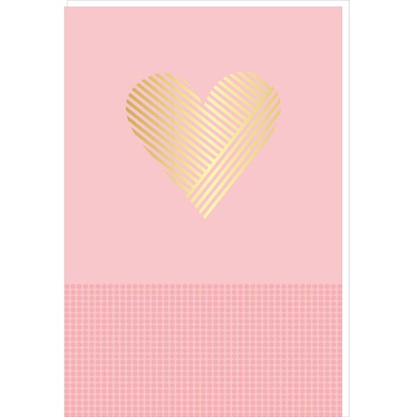 Carte D'anniversaire Festive - Rose - Cœur En Or - A Message - 11 5 X 17 Cm - Draeger paris