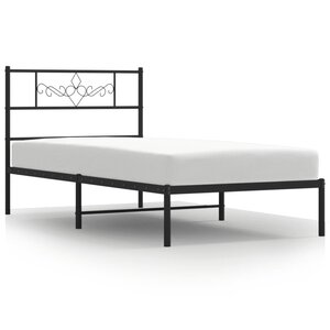 vidaXL Cadre de lit métal avec tête de lit noir 75x190 cm