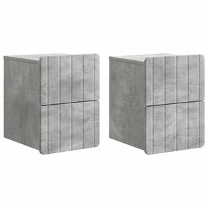 vidaXL Cabinet de chevet mural 2 Pièces Gris béton 33 x 34 5 x 43 cm