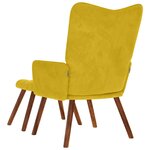 vidaXL Fauteuil relax avec tabouret en velours jaune