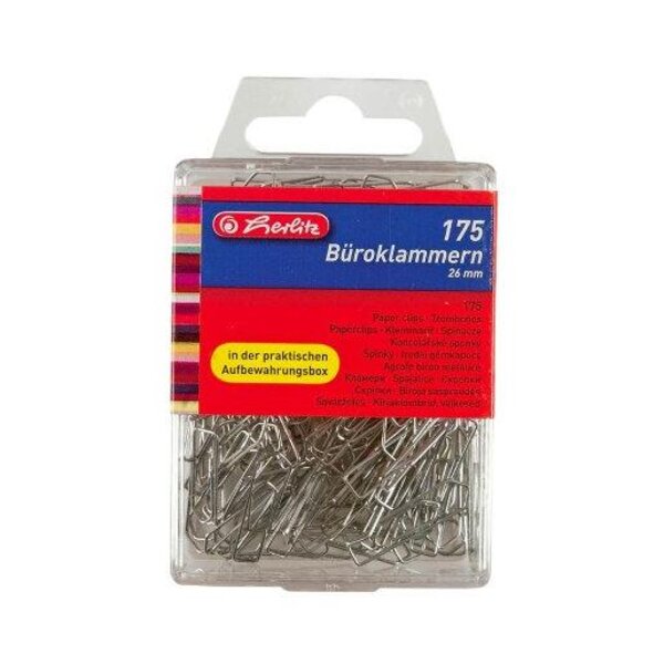 Boite de 175 Trombones en métal zingué 26 mm HERLITZ