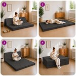 vidaXL Canapé-lit pliable 140 x 67 x 45 cm Gris foncé