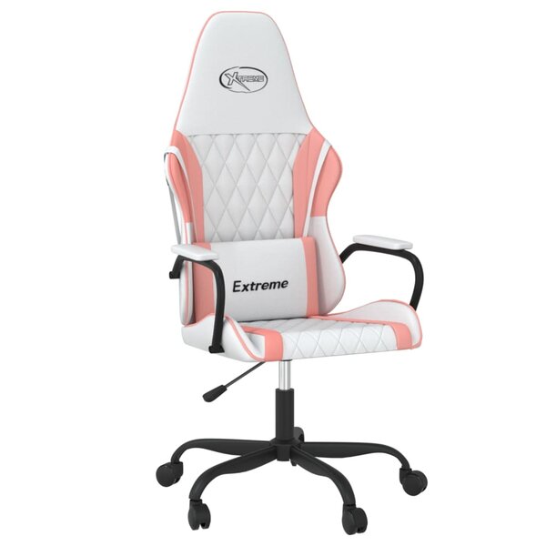 vidaXL Chaise de jeu Blanc et rose Similicuir
