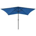 vidaXL Parasol avec LED et mât en acier Bleu azuré 2x3 m