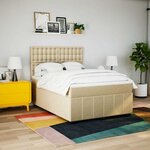 vidaXL Sommier à lattes de lit avec matelas Crème 140x190 cm Tissu