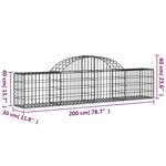 vidaXL Paniers à gabions arqués 5 Pièces 200x30x40/60 cm Fer galvanisé