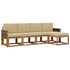 vidaXL Ensemble de canapés d'extérieur 5 pc Naturel et Beige Polyester