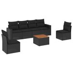 vidaXL Salon de jardin 7 Pièces avec coussins noir résine tressée