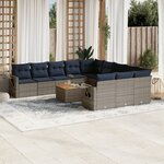 vidaXL Salon de jardin avec coussins 12 Pièces gris résine tressée