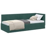 vidaXL Cadre de lit d'angle Vert foncé 80 cm x 200 cm tissu