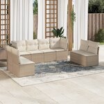 vidaXL Salon de jardin avec coussins 8 Pièces beige résine tressée