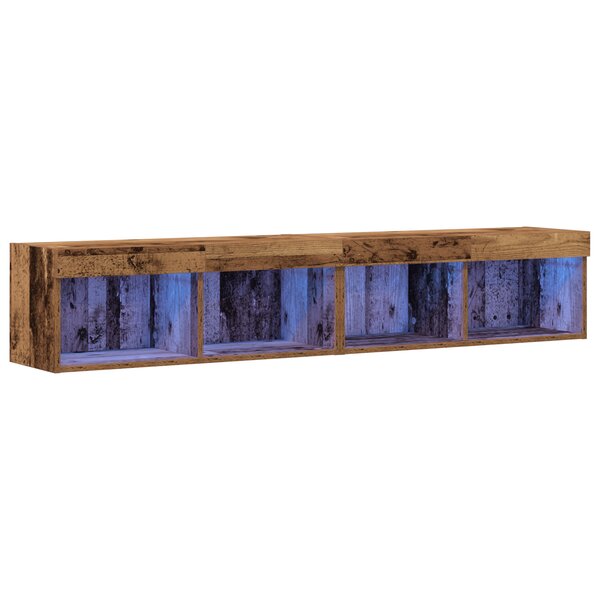 Meubles TV vidaXL avec lumières LED 2 Pièces Bois ancien 80x30x30 cm