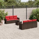 vidaXL Salon de jardin avec coussins 7 Pièces marron résine tressée