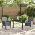 vidaXL Ensemble de salle à manger pour jardin 3 Pièces Gris Poly rotin