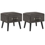 vidaXL Tables de chevet 2 Pièces Gris 40x35x40 cm Velours