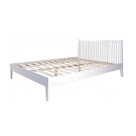 Lit double en bois massif 140x200cm blanc pin lit futon a lattes cadre de lit