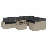 vidaXL Salon de jardin avec coussins 10 Pièces gris clair résine tressée