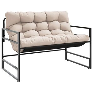 vidaXL Banc de jardin avec coussin taupe 113 cm acier