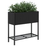 vidaXL Jardinière avec étagère noir résine tressée