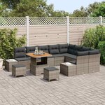 vidaXL Ensemble de canapé de jardin 12 Pièces Gris Poly rotin