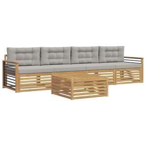vidaXL Ensemble de canapés d'extérieur 5 pc Blanc et gris clair