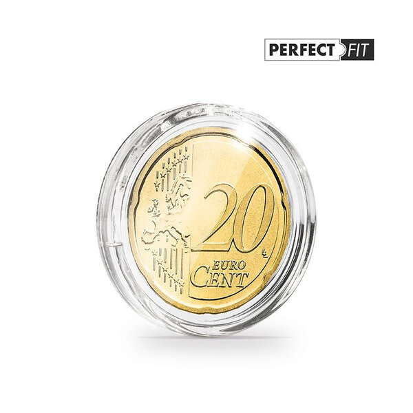 Capsules rondes ULTRA PERFECT FIT pour pièces de 20 cents d'euro. Paquet - 100 capsules
