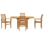vidaXL Ensemble de salle à manger pour jardin 5 Pièces Marron Teck massif