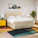 vidaXL Sommier à lattes de lit avec matelas Crème 180x200 cm Tissu