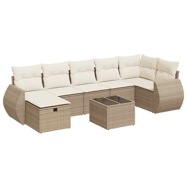 vidaXL Salon de jardin avec coussins 8 Pièces beige résine tressée