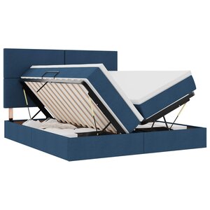 vidaXL Lit de rangement LED avec matelas Bleu 180 x 200 cm Tissu