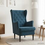 vidaXL Fauteuil Bleu Velours