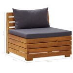 vidaXL Canapé central sectionnel 1 pc et coussins Bois d'acacia massif