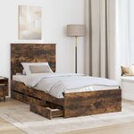 vidaXL Cadre de lit avec tiroir Chêne fumé 90 x 190 cm Bois Ingénierie