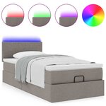 vidaXL Lit ottoman avec matelas taupe 100x200 cm tissu