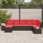 vidaXL Ensemble de canapé de jardin 7 Pièces Marron polyrotin