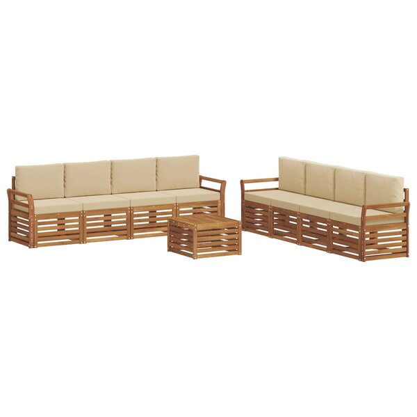 vidaXL Ensembles de canapés avec coussin 9 Pièces Naturel et Beige