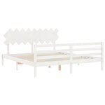 vidaXL Cadre de lit avec tête de lit blanc Super King Size bois massif