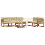 vidaXL Ensemble de canapés d'extérieur 6 Pièces Naturel et Beige