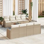 vidaXL Ensemble de Canapé de Jardin Beige 9 Pièces Beige  blanc Large