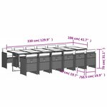 vidaXL Ensemble à manger de jardin et coussins 13 Pièces beige