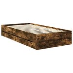 vidaXL Cadre de lit Chêne fumé 100 x 200 cm Bois Ingénierie