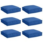 vidaXL Coussin pour assise de palette 6 Pièces Bleu royal 40 x 40 x 8 cm