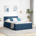 vidaXL Lit avec rangement et matelas avec matelas Bleu 140 x 190 cm