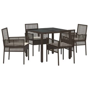 vidaXL Ensemble de salle à manger pour jardin 5 Pièces Marron polyrotin