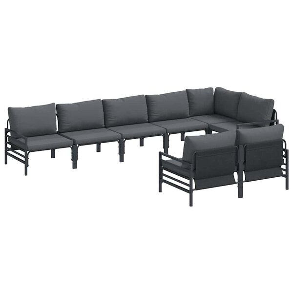 vidaXL Ensemble de canapé de jardin 8 Pièces Anthracite Acier