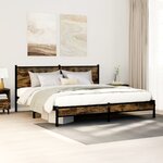 vidaXL Cadre de lit en métal sans matelas chêne fumé 160x200 cm