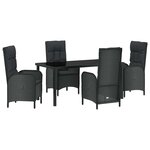 vidaXL Ensemble de salle à manger pour jardin 5 Pièces Noir Poly rotin